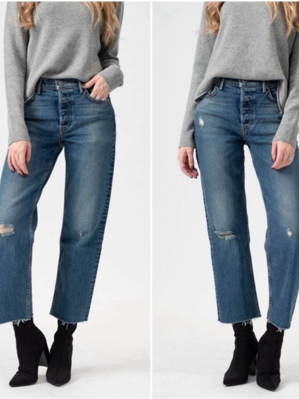 GRLFRND Helena High Rise Straight Crop in Sixpence